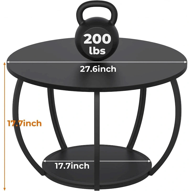 Table basse de ferme ronde avec rangement et pieds réglables pour petits espaces