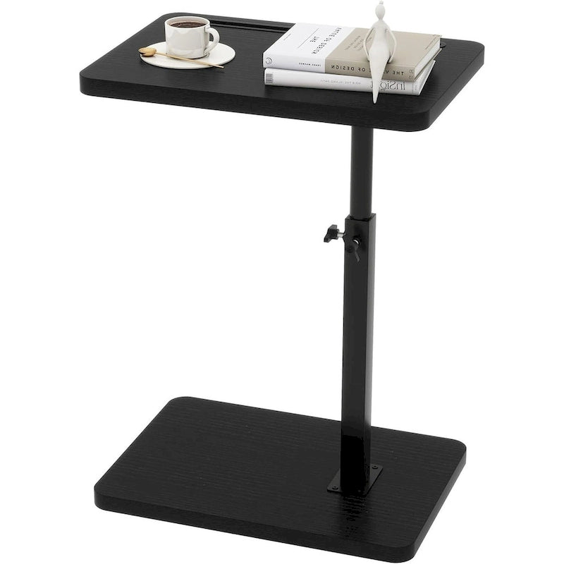 Table d'appoint en C réglable avec pivotement à 360° et fente pour téléphone pour canapé/lit