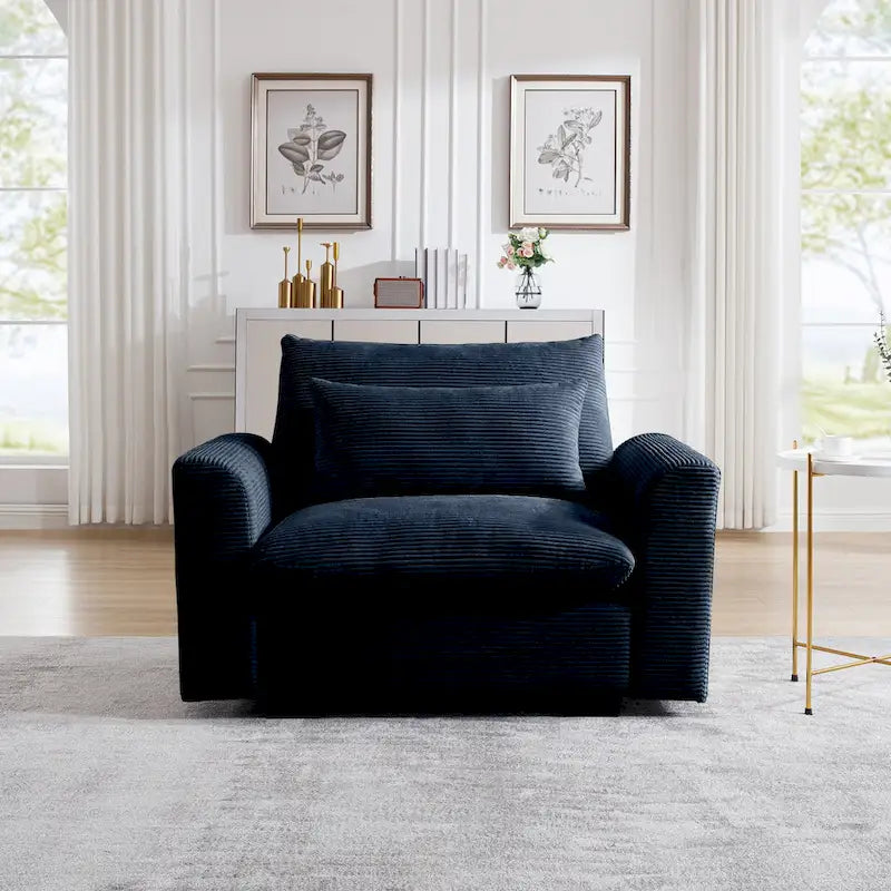 Fauteuil une place en velours côtelé avec coussin lombaire