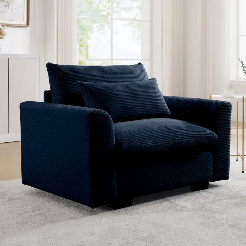 Fauteuil une place en velours côtelé avec coussin lombaire