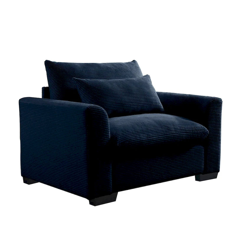 Fauteuil une place en velours côtelé avec coussin lombaire
