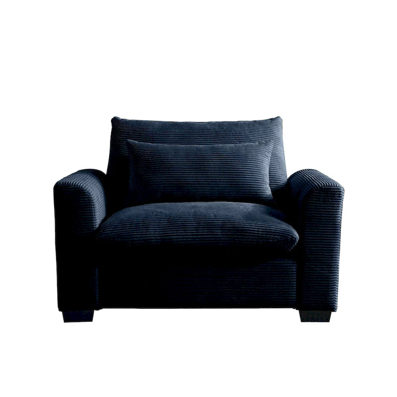 Fauteuil une place en velours côtelé avec coussin lombaire