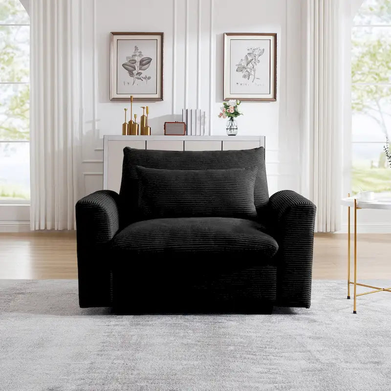 Fauteuil une place en velours côtelé avec coussin lombaire