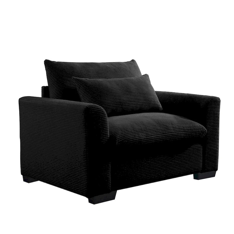 Fauteuil une place en velours côtelé avec coussin lombaire