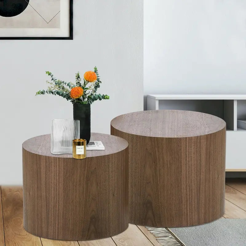 Lot de 2 tables basses avec placage chêne