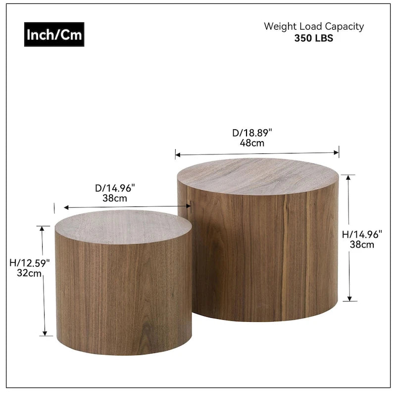 Lot de 2 tables basses avec placage chêne