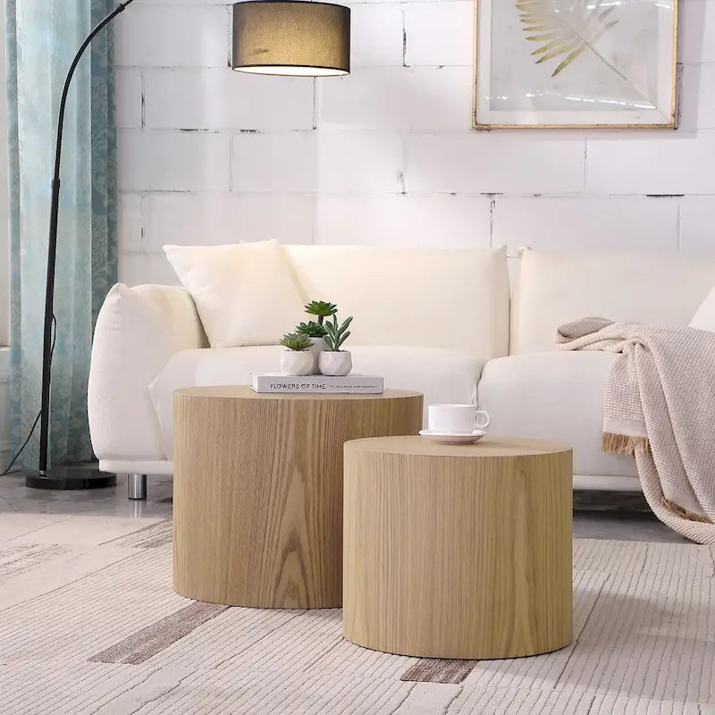 Lot de 2 tables basses avec placage chêne