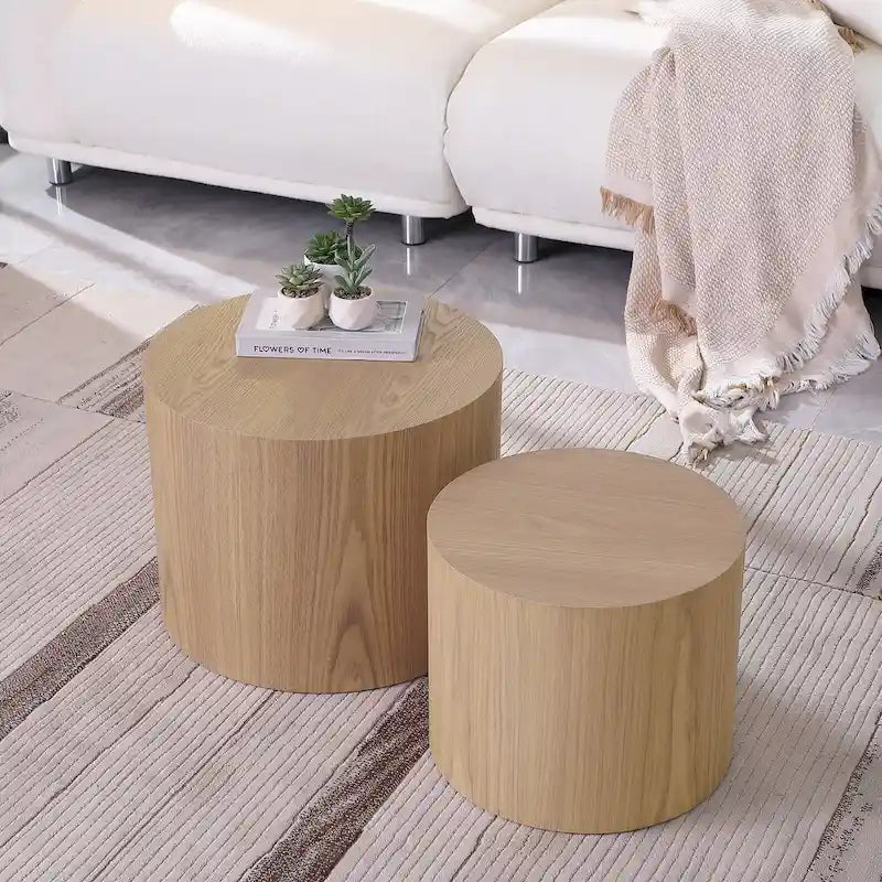 Lot de 2 tables basses avec placage chêne