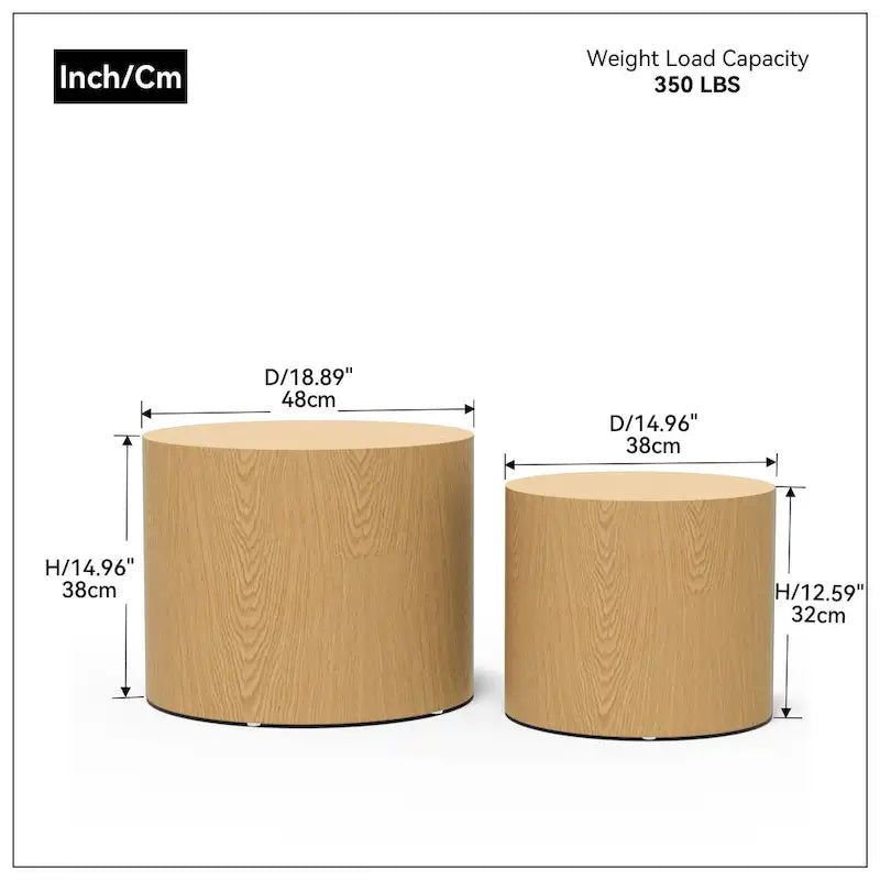 Lot de 2 tables basses avec placage chêne