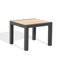 Table d'appoint d'extérieur en aluminium avec plateau en bois de teck