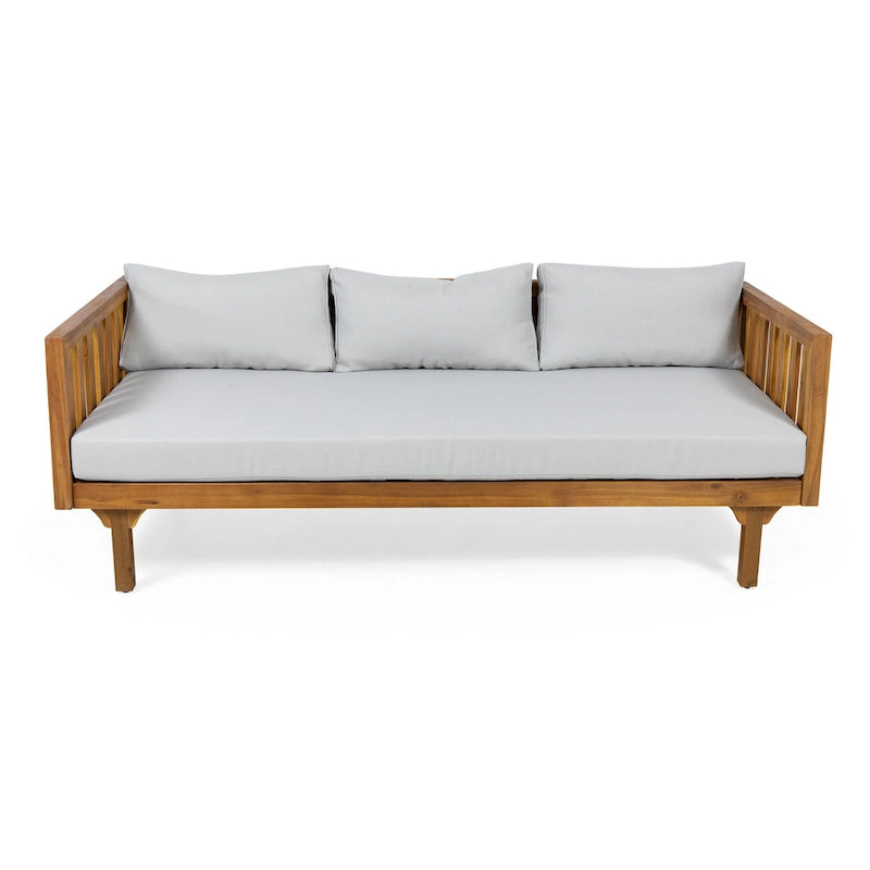 Christopher Knight Home - Ensemble mobilier de patio lit de repos 3 places Claremont + table en bois d'acacia