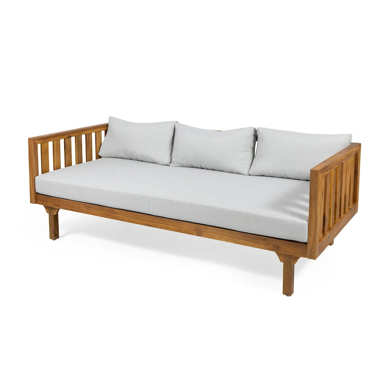 Christopher Knight Home - Ensemble mobilier de patio lit de repos 3 places Claremont + table en bois d'acacia