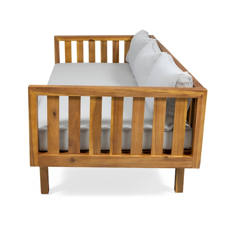 Christopher Knight Home - Ensemble mobilier de patio lit de repos 3 places Claremont + table en bois d'acacia