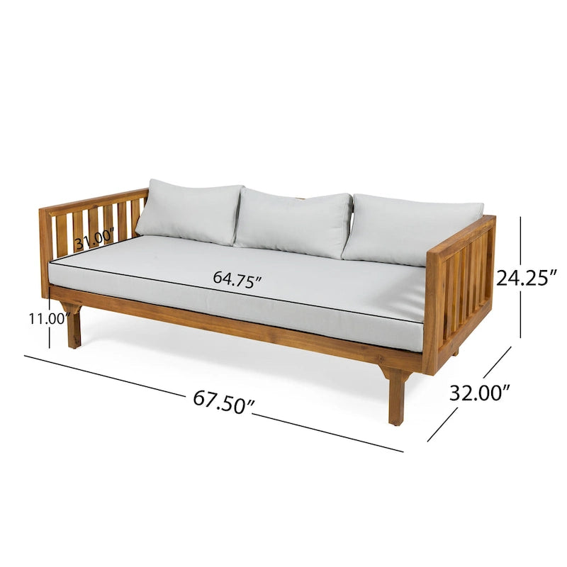 Christopher Knight Home - Ensemble mobilier de patio lit de repos 3 places Claremont + table en bois d'acacia