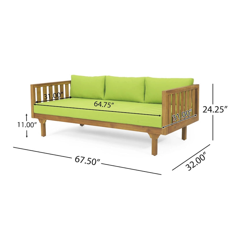 Christopher Knight Home - Ensemble mobilier de patio lit de repos 3 places Claremont + table en bois d'acacia