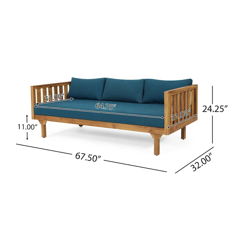 Christopher Knight Home - Ensemble mobilier de patio lit de repos 3 places Claremont + table en bois d'acacia