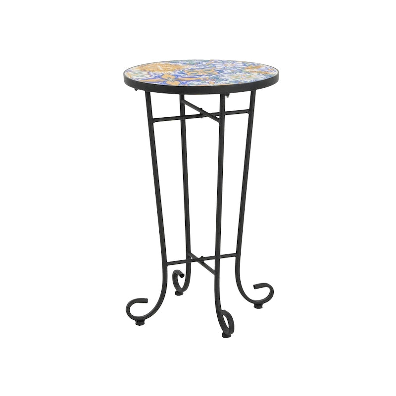 Christopher Knight Home - Table d'appoint d'extérieur Camille en carreaux de céramique et fer, style campagnard français