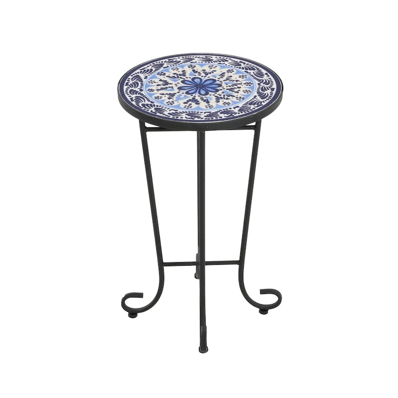 Christopher Knight Home - Table d'appoint d'extérieur Camille en carreaux de céramique et fer, style campagnard français