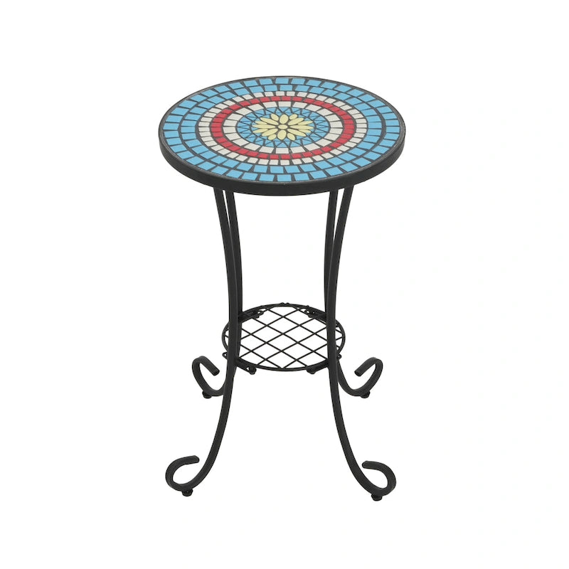 Christopher Knight Home - Table d'appoint d'extérieur Camille en carreaux de céramique et fer, style campagnard français