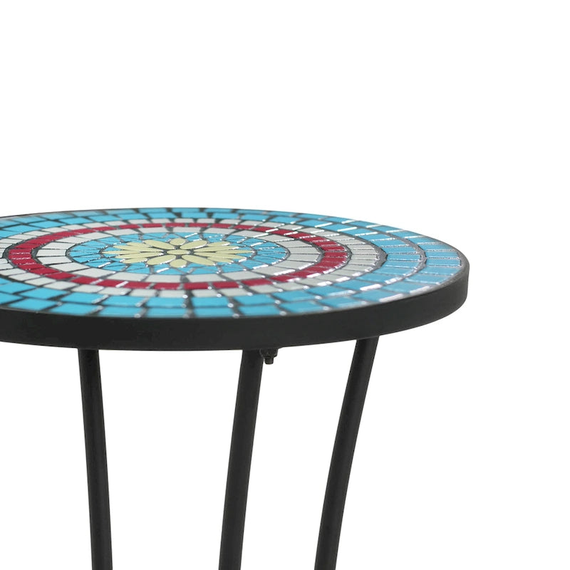 Christopher Knight Home - Table d'appoint d'extérieur Camille en carreaux de céramique et fer, style campagnard français