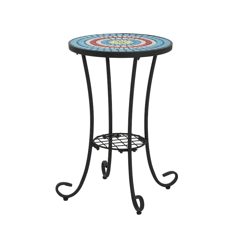 Christopher Knight Home - Table d'appoint d'extérieur Camille en carreaux de céramique et fer, style campagnard français