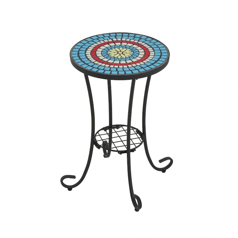 Christopher Knight Home - Table d'appoint d'extérieur Camille en carreaux de céramique et fer, style campagnard français