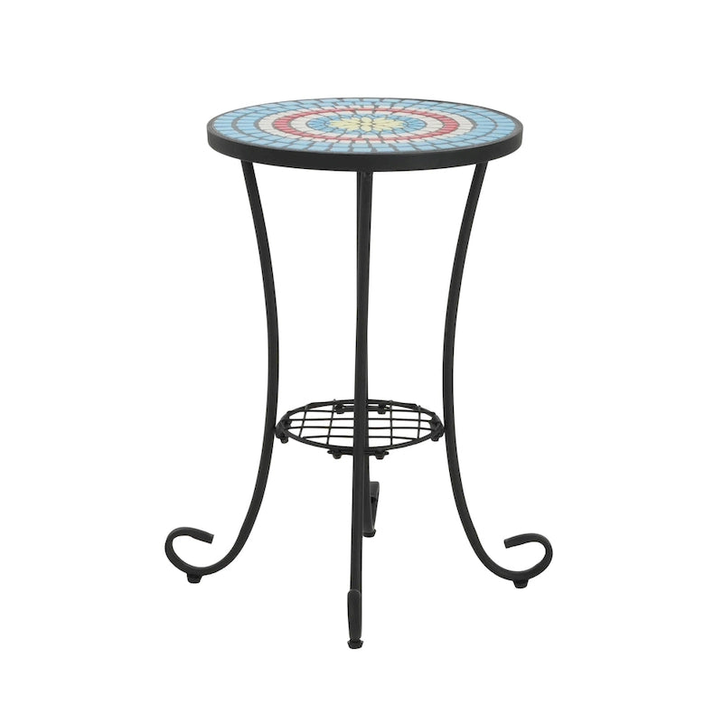 Christopher Knight Home - Table d'appoint d'extérieur Camille en carreaux de céramique et fer, style campagnard français