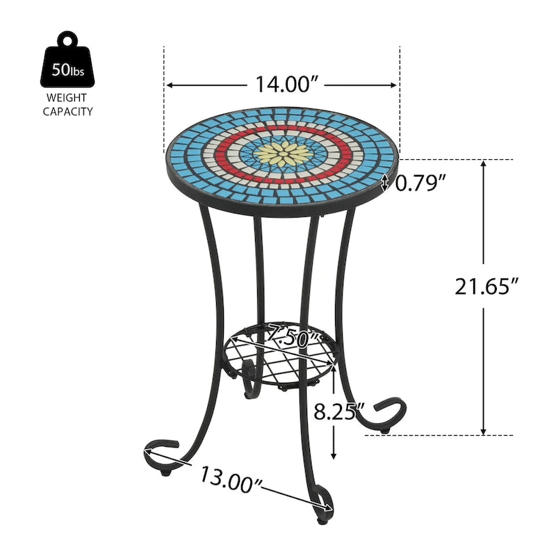 Christopher Knight Home - Table d'appoint d'extérieur Camille en carreaux de céramique et fer, style campagnard français