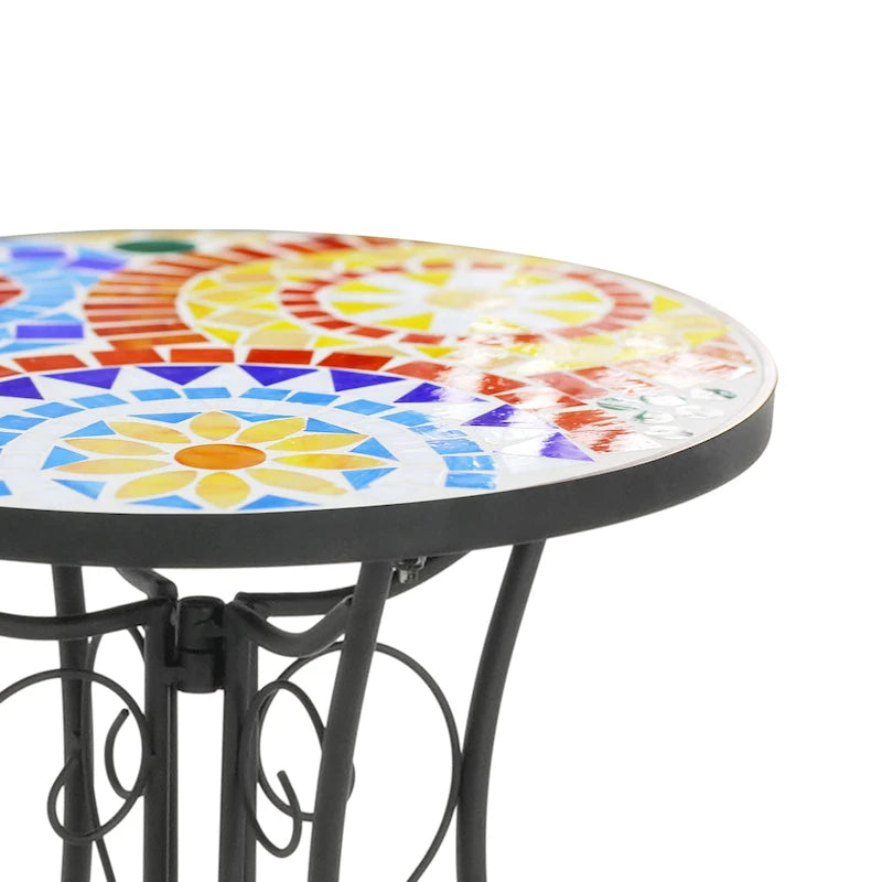 Christopher Knight Home - Table d'appoint d'extérieur Camille en carreaux de céramique et fer, style campagnard français
