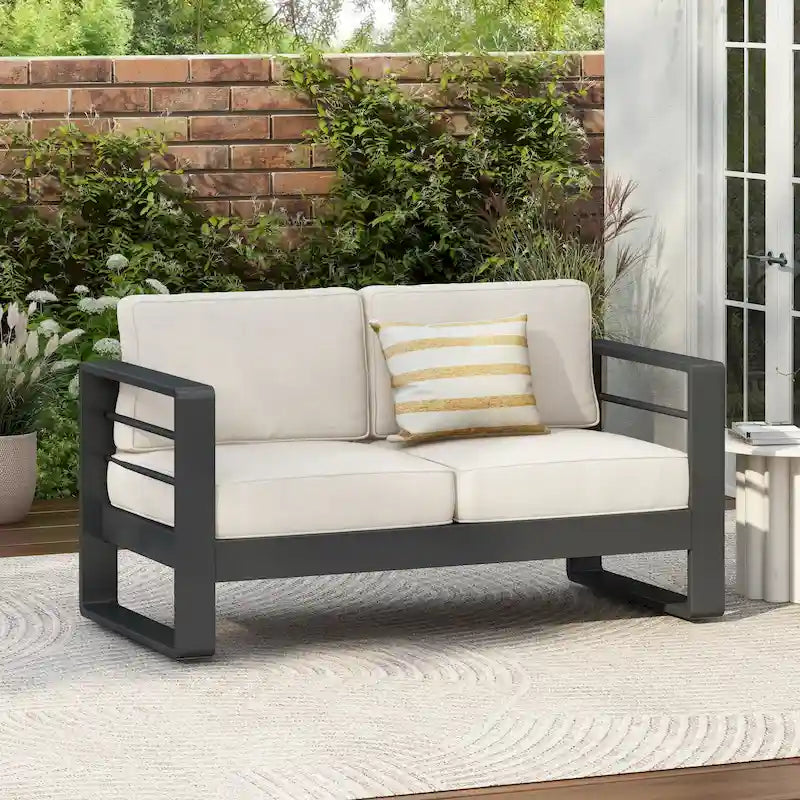 Causeuse d'extérieur en aluminium Maya Bay avec coussins par Christopher Knight Home