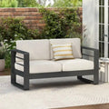 Causeuse d'extérieur en aluminium Maya Bay avec coussins par Christopher Knight Home