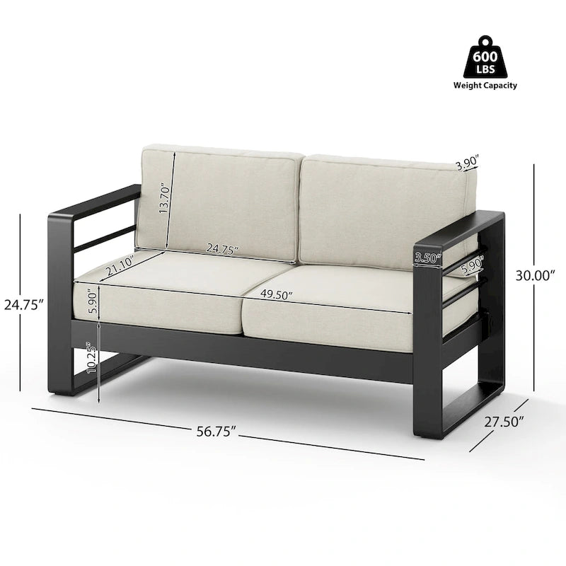 Causeuse d'extérieur en aluminium Maya Bay avec coussins par Christopher Knight Home