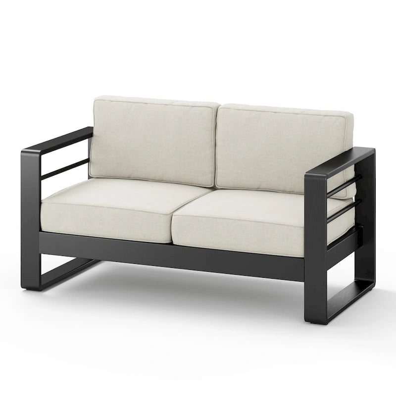 Causeuse d'extérieur en aluminium Maya Bay avec coussins par Christopher Knight Home