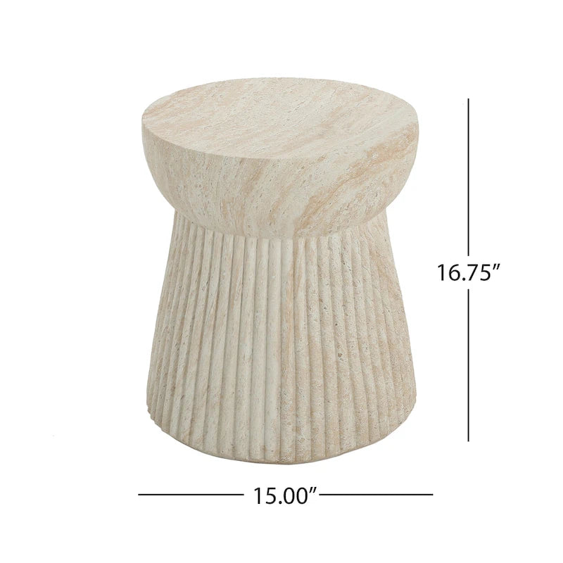 Christopher Knight Home - Table d'appoint d'extérieur en travertin et béton Isabella