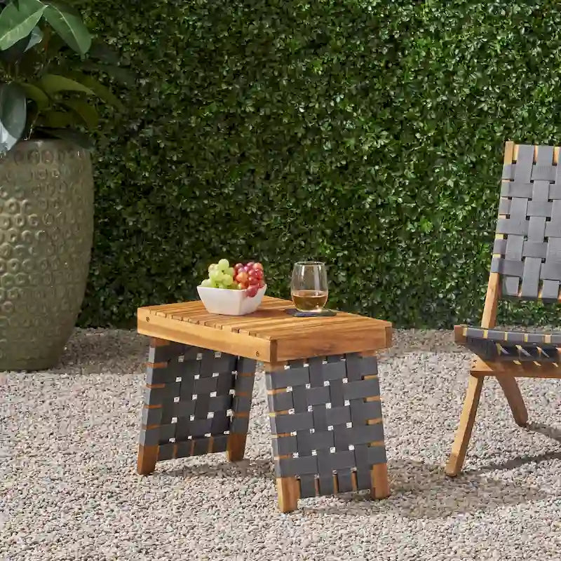 Table d'appoint pliante d'extérieur Lauren en bois d'acacia de GDFStudio - 19,75 L x 13,75 P x 16 H