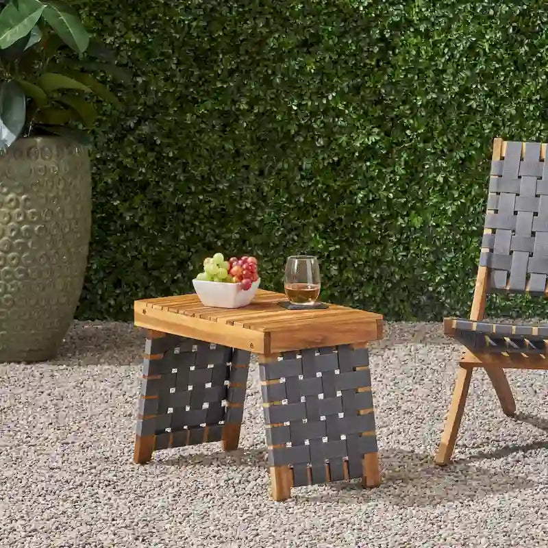 Lauren Outdoor Acacia Wood Foldable Side Table by GDFStudio - 19.75W x 13.75D x 16H