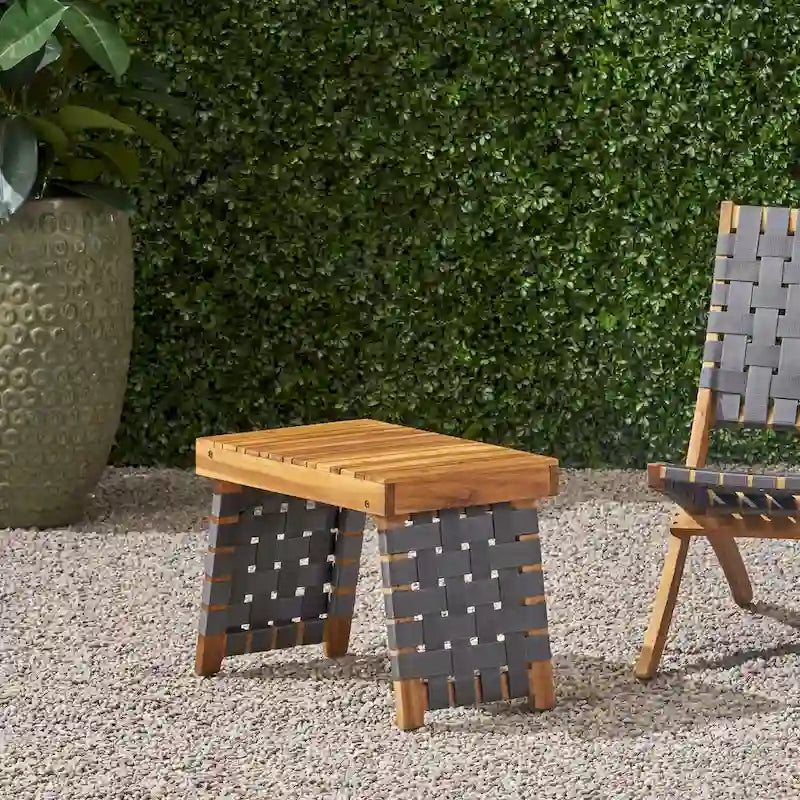 Table d'appoint pliante d'extérieur Lauren en bois d'acacia de GDFStudio - 19,75 L x 13,75 P x 16 H