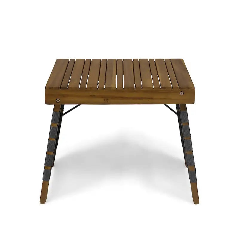 Table d'appoint pliante d'extérieur Lauren en bois d'acacia de GDFStudio - 19,75 L x 13,75 P x 16 H