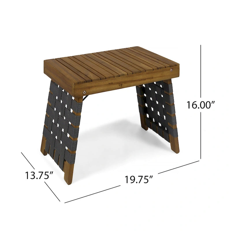 Table d'appoint pliante d'extérieur Lauren en bois d'acacia de GDFStudio - 19,75 L x 13,75 P x 16 H