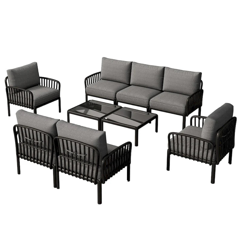Christopher Knight Home - Canapé d'angle d'extérieur 5 places Ashton avec deux tables basses, assise profonde et coussins moelleux