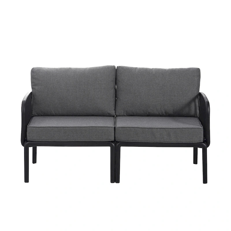 Christopher Knight Home - Canapé d'angle d'extérieur 5 places Ashton avec deux tables basses, assise profonde et coussins moelleux