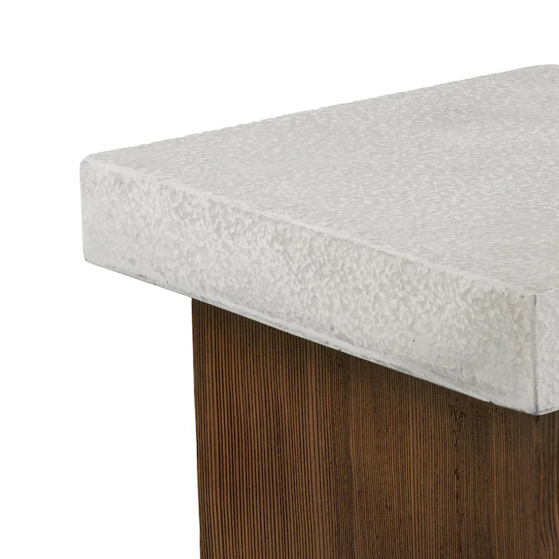 Christopher Knight Home - Table d'appoint Mirod pour l'intérieur et l'extérieur en MGO avec plateau effet pierre et cadre en bois naturel