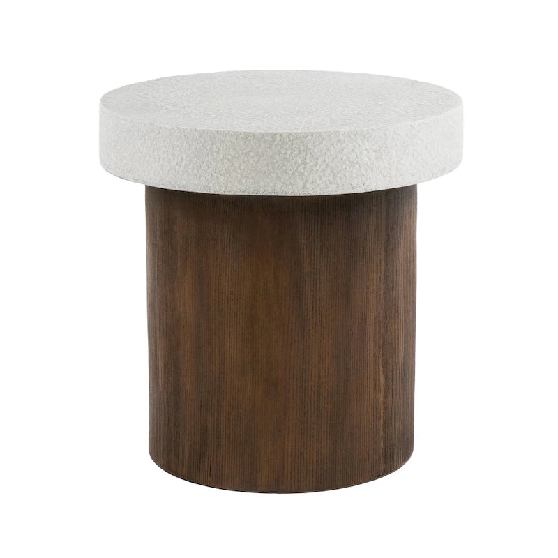 Christopher Knight Home - Table d'appoint Mirod pour l'intérieur et l'extérieur en MGO avec plateau effet pierre et cadre en bois naturel