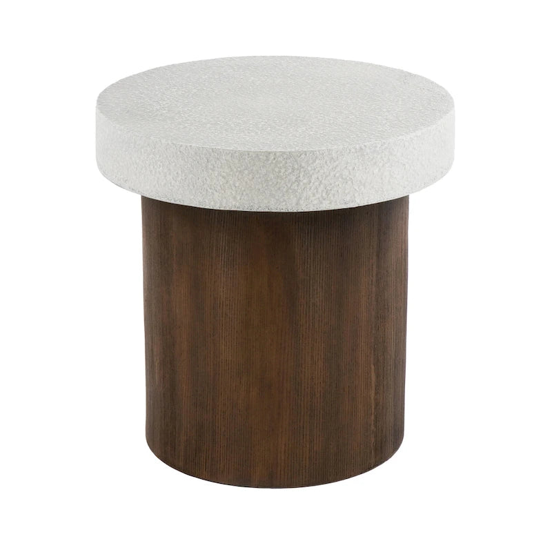 Christopher Knight Home - Table d'appoint Mirod pour l'intérieur et l'extérieur en MGO avec plateau effet pierre et cadre en bois naturel