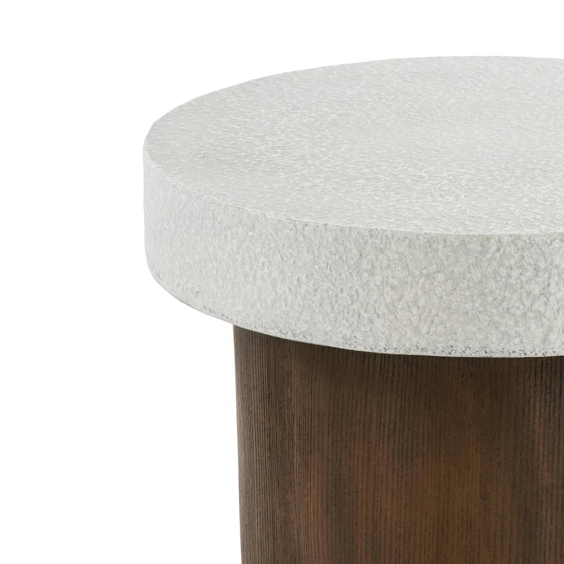 Christopher Knight Home - Table d'appoint Mirod pour l'intérieur et l'extérieur en MGO avec plateau effet pierre et cadre en bois naturel