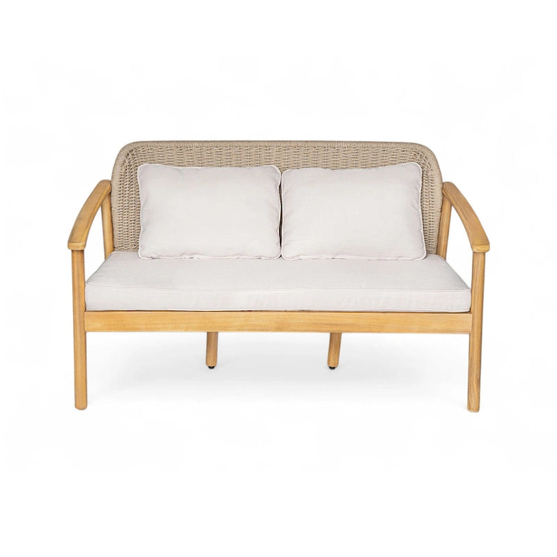 Christopher Knight Home - Ensemble de conversation Camille 2 pièces d'extérieur en bois d'acacia avec dossier en corde tressée et table basse