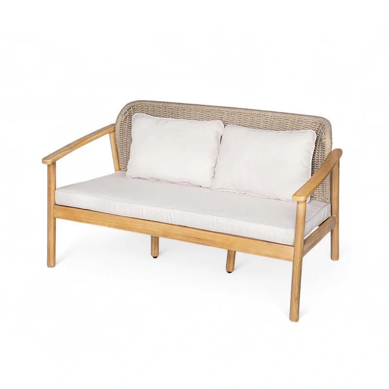 Christopher Knight Home - Ensemble de conversation Camille 2 pièces d'extérieur en bois d'acacia avec dossier en corde tressée et table basse