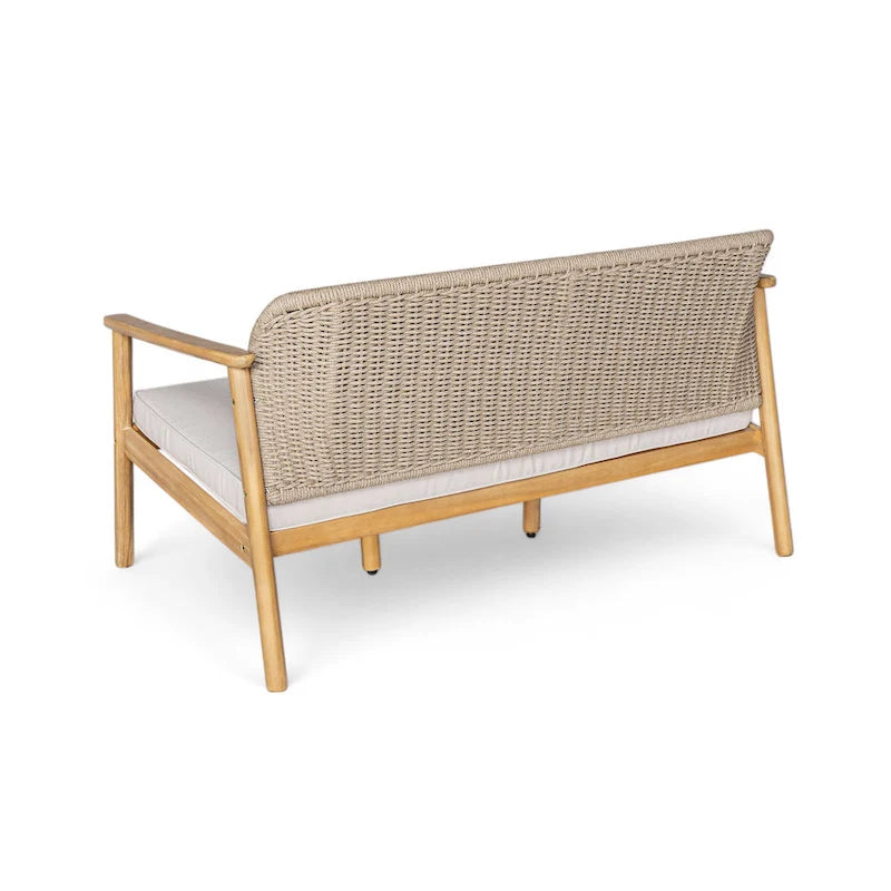 Christopher Knight Home - Ensemble de conversation Camille 2 pièces d'extérieur en bois d'acacia avec dossier en corde tressée et table basse