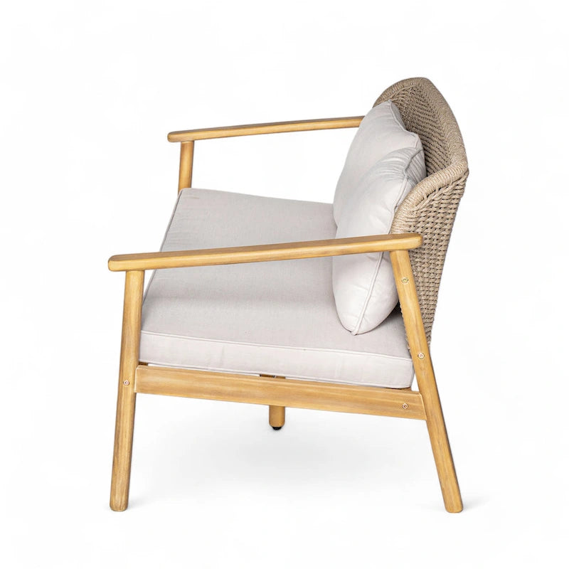Christopher Knight Home - Ensemble de conversation Camille 2 pièces d'extérieur en bois d'acacia avec dossier en corde tressée et table basse