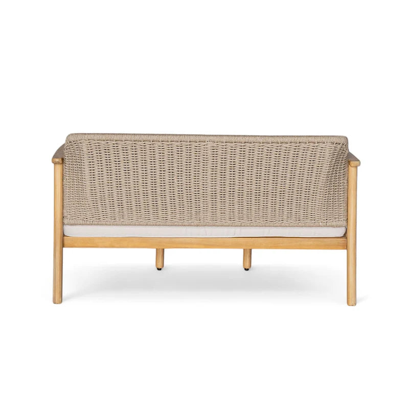 Christopher Knight Home - Ensemble de conversation Camille 2 pièces d'extérieur en bois d'acacia avec dossier en corde tressée et table basse